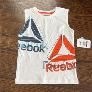 Reebok Kids White and Orange Graphic Tank Top